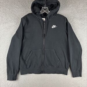 Nike Sportswear Club Fleece Hoodie Women’s Size Small Full-Zip Relaxed Fit Black
